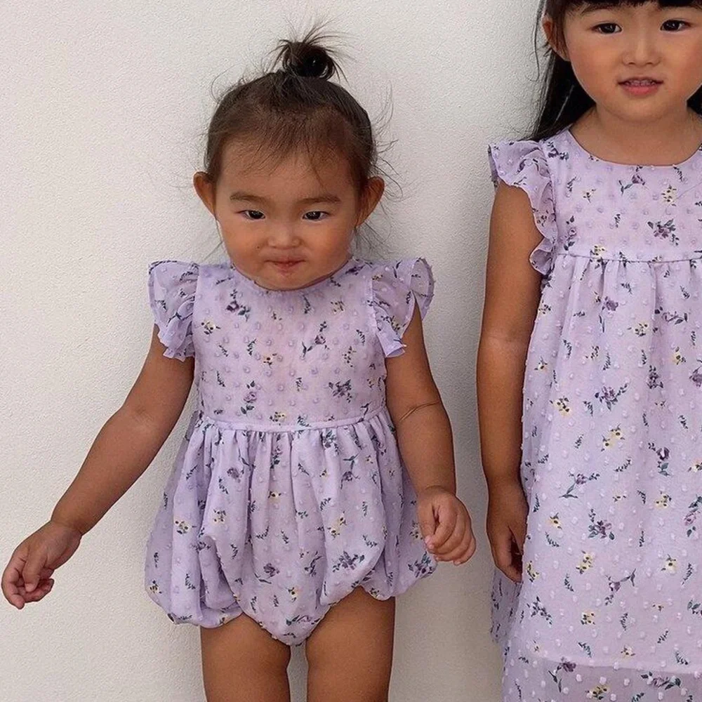 SUN PEONY COCONUT Floral Lilac Romper - Picture 2 of 5